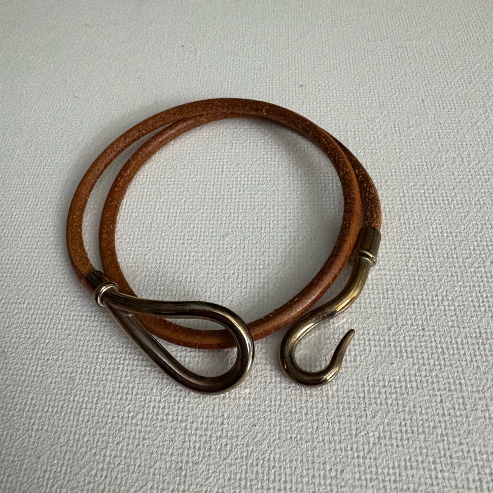 Hermès jumbo Brown Leather Hook Bracelet